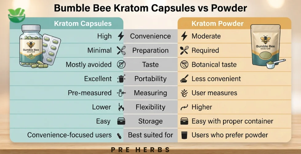 Bumble Bee Kratom Capsules vs Powder